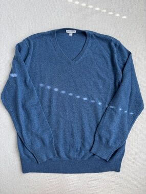 Belford 100% Cashmere V Neck Sweater Blue Size Large